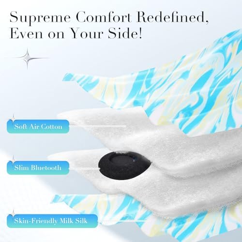 LC-dolida Sleep Mask with Bluetooth Headphones, Extra Large Silk Eye Mask for Sleeping Side Day Sleepers, Sleep Headphones Bluetooth 5.4 for Women Men with Thin Speaker, Blackout, Comfort, Microphone - Image 4