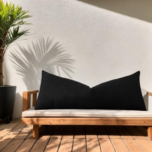 Kevin Textile Outdoor Waterproof 14”x36” Lumbar Pillow Cover 1 Pack, Black - Image 5