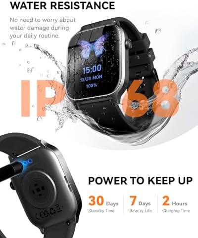 Smart Watches for Women Men, Fitness Tracker Watch with 110 Sports Modes, Step Counter/Sleep Monitor/Pedometer, IP68 Waterproof, Bluetooth Call & Music Control Smartwatch for iPhone/Android,Black - Image 6