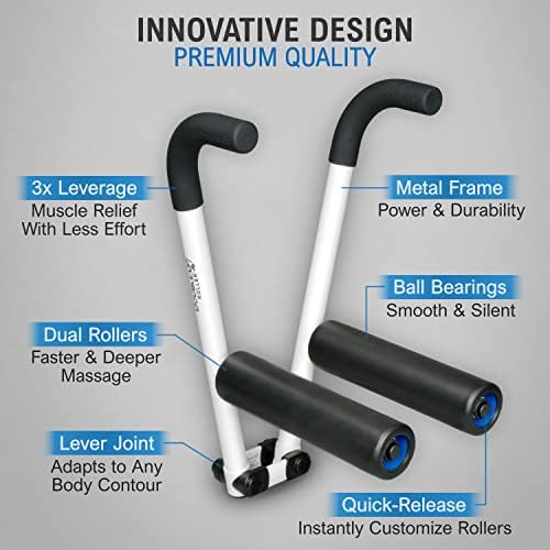 DoubleUP Roller D2 Leg & Arm Massager, Metal Frame + 2 Rollers, White - Image 6