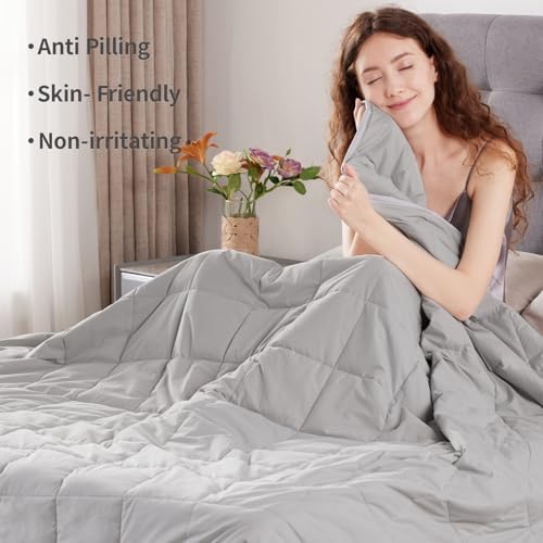 Weighted Blanket Queen Size (60"x80" 15lbs),Ultra Soft and Cozy Cooling Weighted Blanket Queen Size for Adult,Heavy Blanket with Machine Washable Soft Blanket, Stone Grey - Image 2