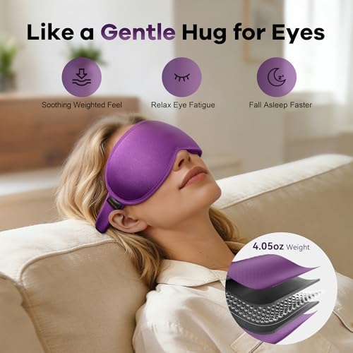 Blackout Eye Mask for Deep Sleep, 3D Weighted Sleep Mask for Women, Zero Pressure, Lash-Friendly, Perfect for Airplane Travel, Meditation, Yoga, Relaxation & Gifting, Purple - Image 2