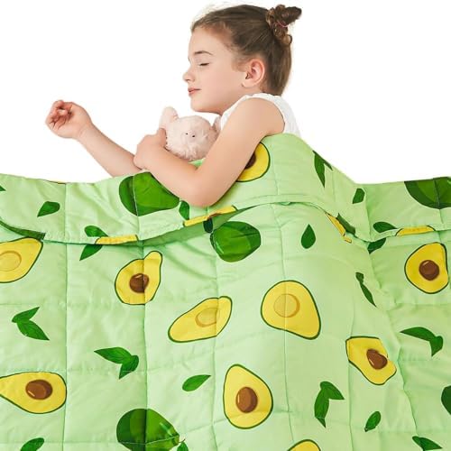 yescool Weighted Blanket 10 Pounds Cooling Weighted Lap Blanket, Green Avocados Heavy Blanket for Sleeping, Breathable Weighted Throw Blanket Gifts for 80-110lbs, 40"x60" by yescool