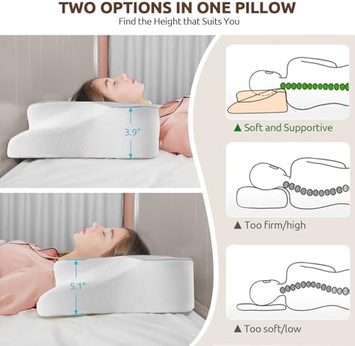 DONAMA Cervical Neck Pillow for Pain Relief,Odorless Contour Memory Foam Pillows with Cooling Pillowcase Cozy Sleeping, Orthopedic Ergonomic Bed Pillows for Side Back Stomach Sleepers - Image 2