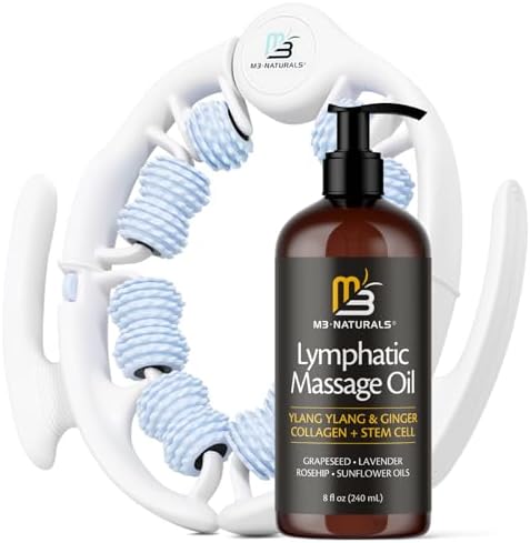 Lymphatic Massage Oil & Lymphatic Drainage Massager Kit, 8 fl oz by M3 by M3Naturals