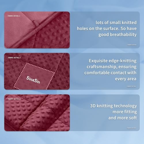 Topcee Weighted Blanket King Size (20lbs 80"x87"), Minky Dots Heavy Blanket for Woman, Man Sleeping, Soft, Cozy and Cooling Weighted Throw Blankets, Machine Washable, Burgundy - Image 6