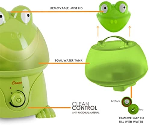 Crane Ultrasonic Cool Mist Animal Humidifier for Kids Bedroom and Nursery, 1 Gallon Easy Clean, Adjustable Settings, Frog Humidifier - Image 4