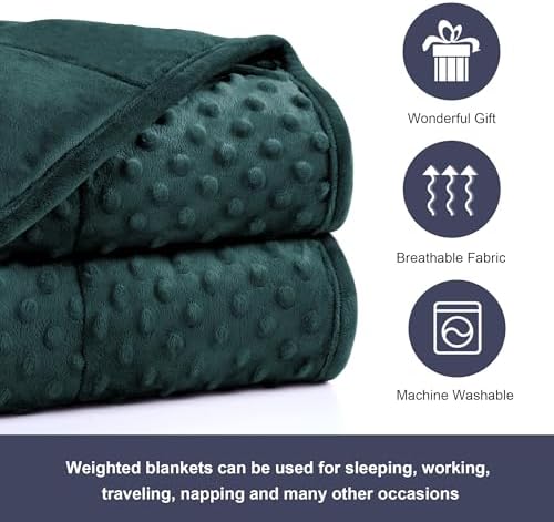 Alomidds Weighted Blanket, Luxury Velvet Heavy Blankets for Adults and Kids,Warm and Breathable Soft and Comfort Minky, Gravity Blanket with Glass Beads (48"x72",12lbs Twin Size - Green) - Image 4