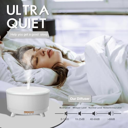 Diffusers for Essential Oils Large Room, 500ml Aromatherapy Diffuser Cool Mist Humidifier with Remote Control,7 Colors Lights & 3 Mist Mode Waterless Auto Off for Women Office Home W - Image 5