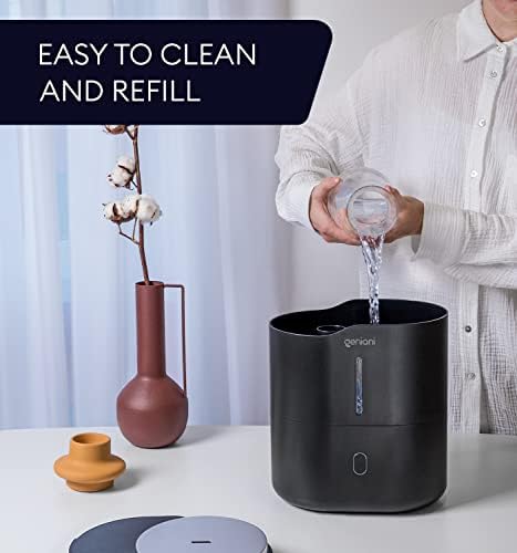 Top Fill Humidifier with Essential Oil Diffuser 2.5L for Home, Baby, Bedroom, Large Room & Indoor Plants, Small Cool Mist Air Humidifiers for Baby, Ultrasonic Quiet, Night Light (Black) - Image 3