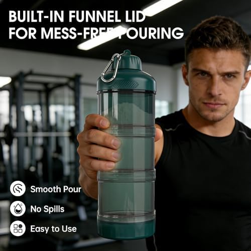 BYLWORKOUT 3-Layer Protein Powder Container with Funnel and Keychain - Image 3