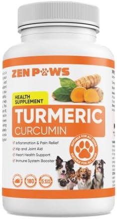 Turmeric Curcumin for Dogs – 180 Duck-Flavored Tablets – Advanced Hip & Joint Formula with Piperine – Supports Mobility, Inflammatory Response, Skin Health & Immune Function by Zenpaws