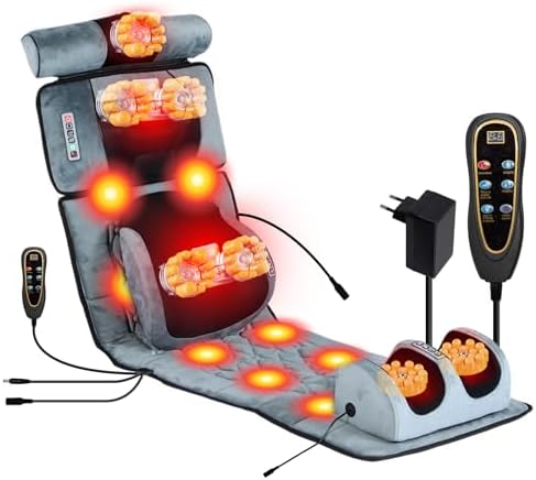 Full Body Massage Cushion with Heat,10 Vibration Heads, 9 Speeds & 3 Heat Levels. Massage Pad for Back Neck Shoulder Relief at Home Office. by Unknown