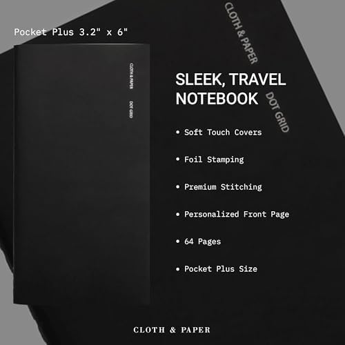 Cloth & Paper Travel Notebook | Dot Grid Journal – Avant Garde | Pocket Plus Dotted Notebook 3.2" x 6" | Bullet Journal for Planning, Sketching & Creative Notes for Work or School – Soft Touch Cover - Image 3