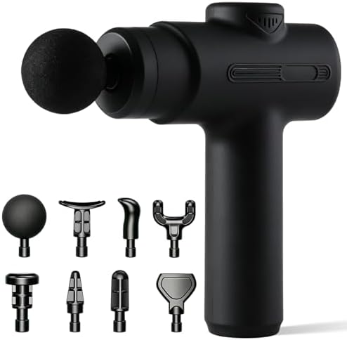 Massage Gun Deep Tissue, Handheld Neck Massager, Portable - 6 Adjustable Vibration Levels, Electric Back Massagers for Athletes, Home & Gym, Mothers Day Gifts (Black) by Unknown