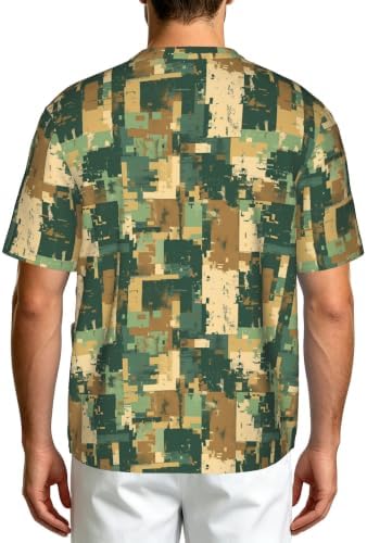 Men's Scrub Top,V-Neck Spill Wrinkle Resistant,3 Pockets-Camouflage Pixelation (3) - Image 2
