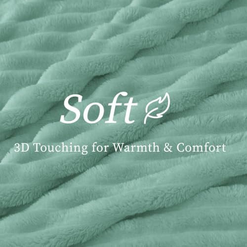 BEDELITE Ribbed Fleece Throw Blanket for Couch, Seafoam, 50"x60" - Image 4