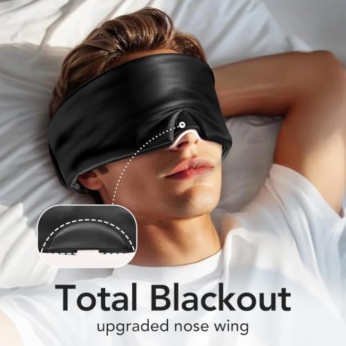 LitBear Silk Sleep Mask for Side Sleeper, Travel, Airplane, Office, Black - Image 4