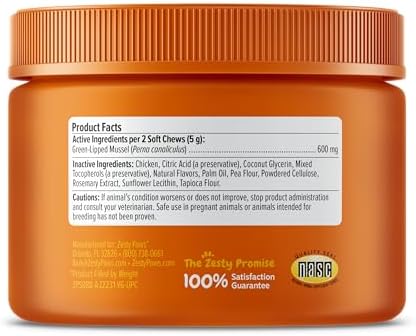 Zesty Paws Mussel Mobility Bites for Dogs - New Zealand Green Lipped Mussel with Natural Glucosamine & Chondroitin + Omega-3 Fatty Acids - Hip & Joint Support Supplement Soft Chews – 90 Count - Image 3