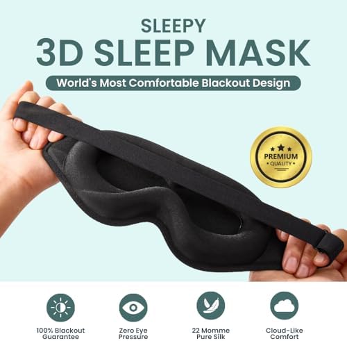 GLOWCO 3D Sleep Mask, Contoured Eye Mask for Sleeping – 100% Blackout, Zero Pressure, Adjustable Strap, Light Blocking Eye Cover for Side Sleepers & Back Sleepers, Travel, Men and Women - Image 2