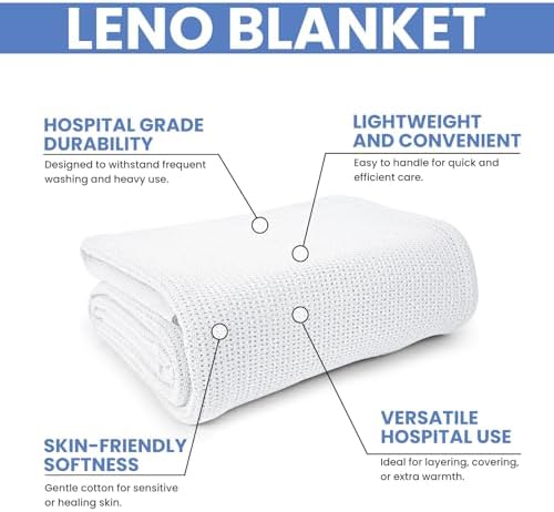 Linteum Textile Supply White Hospital Thermal Blanket 66x90 Inch 100% Cotton, Soft and Cozy, Breathable, Open-Cell Weave Design, All Season Twin Hospital Blanket (1-Pack) - Image 2