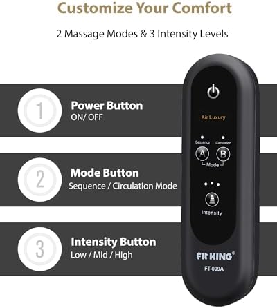 FIT KING Leg Massager for Circulation and Pain Relief, Air Compression Leg and Foot Massager to Relieve Pain Swelling Edema with 2 Size Extensions- Great Gift for Wife Mom and Dad - Image 6