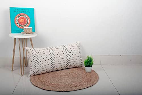 Trade Star Textured Lumbar 14x36 Cotton Pillow Cover Decorative Throw Pillow Cover Large Oblong Cushion Cover Boho Geometric Luxurious Cushion Case for Home Decor (Ivory Snow) - Image 2