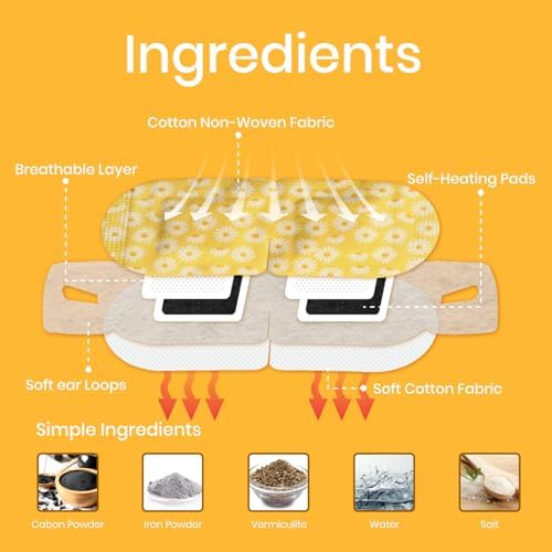 LANNA Heated Steam Eye Mask, Disposable 120 Minutes Chamomile Scent 10 Pcs - Image 4