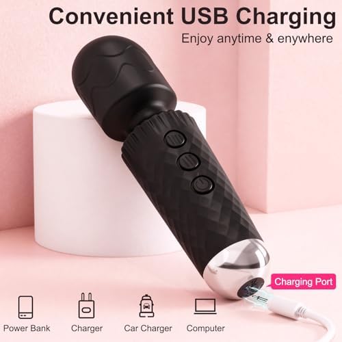 Upgraded Handheld Rose Black Mini Massager Tool for Muscle Relax, 20 Modes - Image 7