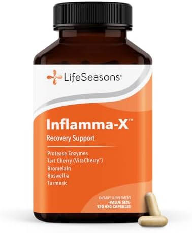 LifeSeasons Inflamma-X Joint & Tissue Support Supplement – Supports Muscle Comfort, Recovery & Flexibility – Herbal Formula with Turmeric, Bromlein, Protease – 120 Capsules by LifeSeasons