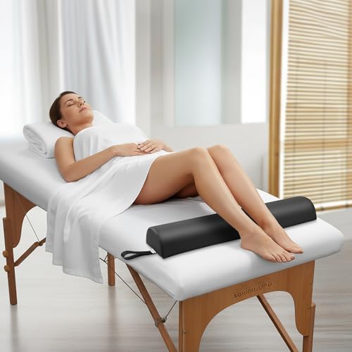 Saloniture Half Round Massage Table Bolster Pillow Pad - 26 x 6 x 3 Inch - Black - Image 5