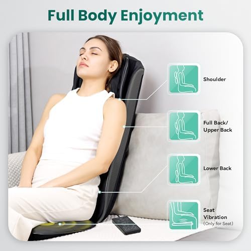 Snailax 2026 Shiatsu Neck Back Massager with Heat -Deep Kneading Massage Chair Pad,Adjustable Intensity,Full Body Massage Seat Cushion for Relaxation - Image 4