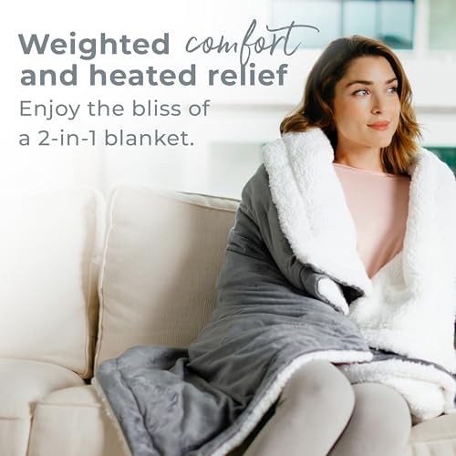 Pure Enrichment WeightedWarmth - 2-in-1 Heated Weighted Blanket, 13 lbs (50” x 60”) Large, 4 Relaxing InstaHeat™ Settings, Cozy and Soft Micromink and Sherpa, Reversible Throw with Storage Bag - Image 3