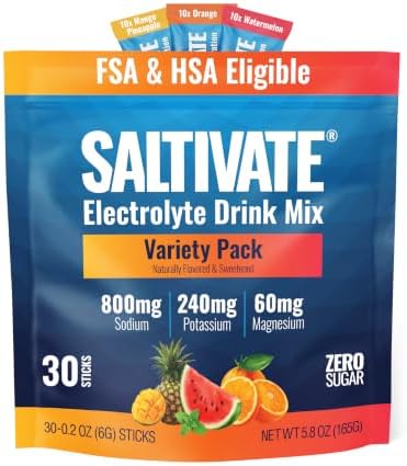 Electrolyte Packets Variety Pack, 3 Flavors, 30 Stick Packs by Saltivate