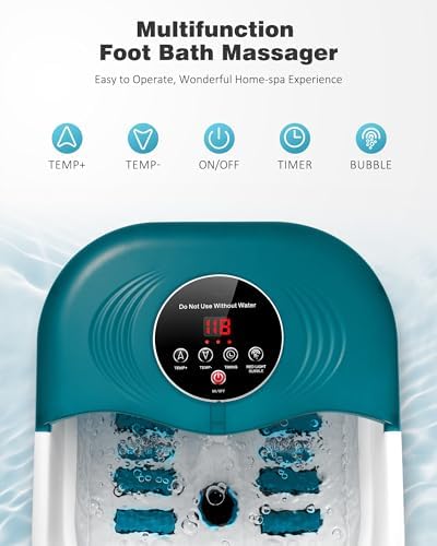SPA4PIEDS Collapsible Heated Foot Spa Bath with Bubble, Foot Soaking Tub Featuring 8 Shiatsu Rollers Pumice Stone and Built-in Timer for Foot Relaxation, Self Care Gift for Mom,Dad,Parents(Green) - Image 7