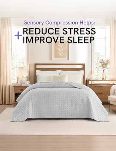 YnM Exclusive 40 lbs Weighted Blanket, Extra Heavy Cotton Bed Blanket for Two Persons, Ideal for Queen or King Bed (88x104 Inches, 40 Pounds, Light Grey) - Image 2