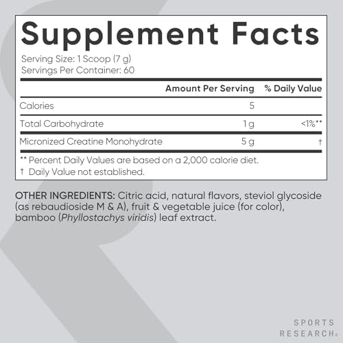 Sports Research® Creatine Monohydrate Powder 5g, Fruit Punch (13.97oz) - Image 5