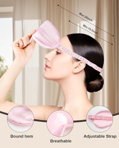 IEKEODI 2 Pack Silk Sleep Masks, Light Blocking Eye Masks, Black & Purple - Image 3