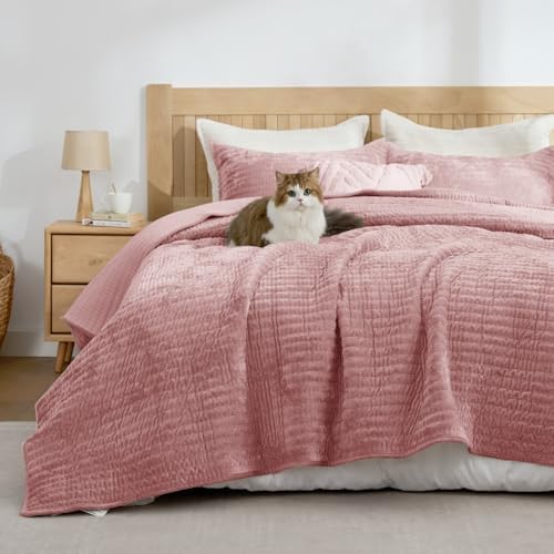 BEDELITE Velvet Quilt Set King Size, Luxury Velvet Comforter Bedding - Image 2