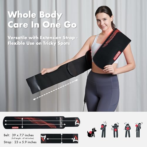 ALLOLO Red Light Therapy for Body, 3 in 1 LEDs Red Light Therapy Belt with Timer Remote Control, 660nm 850nm Infrared Light Therapy Pad for Body Waist Shoulder Knee, 39" x 7.7" Large Area - Image 5