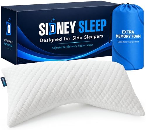 Sidney Sleep Adjustable Curved Pillows for Neck and Shoulder Support with Extra Shredded Fill - Cervical Contour Pillow for Side and Back Sleeper - King Size - 19"x36" CertiPUR-US Certified (White) by SidneySleep