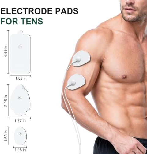 Belifu TENS Unit Electrode Pads Reusable Self-Adhesive Replacement Massage Pads Latex Free, Standard Connection Snap on 3.5mm Cable for Tens EMS Massager - Image 2
