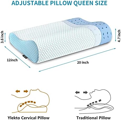 Memory Foam Pillows Neck Pillow for Sleeping, Ergonomic Cervical Pillow Bed Pillow for Side Back Stomach Sleeper, Orthopedic Contour Pillow for Neck and Shoulder Pain Relief - Image 3