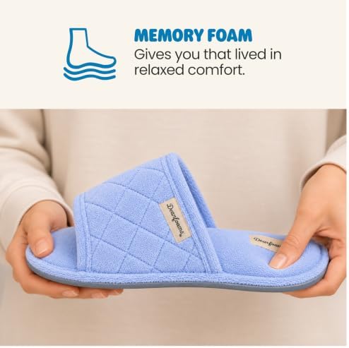 Dearfoams womens Slipper Memory Foam Summer House Shoe Beatrice Terry Slide - Image 5