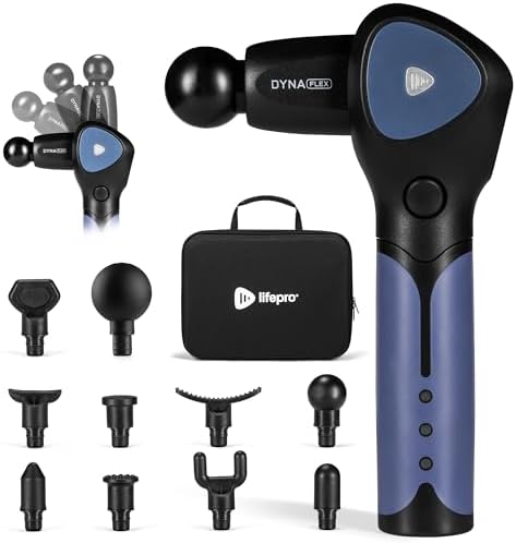 LifePro DynaFlex Percussion Massage Gun, Rotating Arm, 10 Heads, 16 Speeds by Unknown