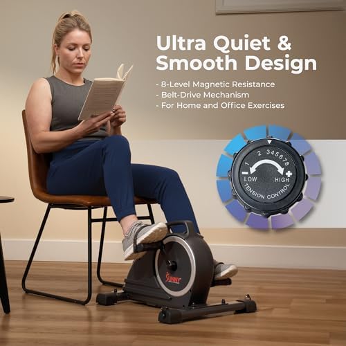 Sunny Health & Fitness 2-in-1 Smart Magnetic Pedal Exerciser, Compact Indoor Under-Desk Mini Exercise Bike for Full Body Cardio Workout and Physical Therapy, Free SunnyFit Training App Connection - Image 4