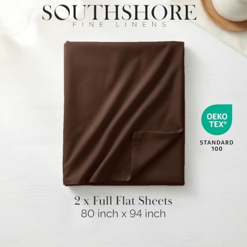 2 Pack Twin Size Flat Sheets Only Microfiber Chocolate Brown Bed Sheets - Image 2
