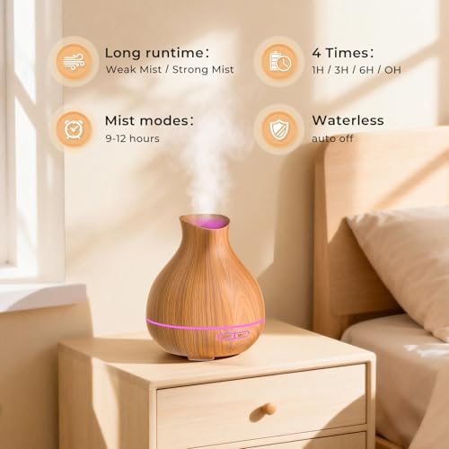 Aromatherapy Essential Oil Diffuser,2 PCS Humidifier with 550ml Lasting Mist Output Waterless Auto-Off Ultrasonic Diffusers 7 Color LED Lights Cool Mist Humidifier for Large Room, Home - Image 4