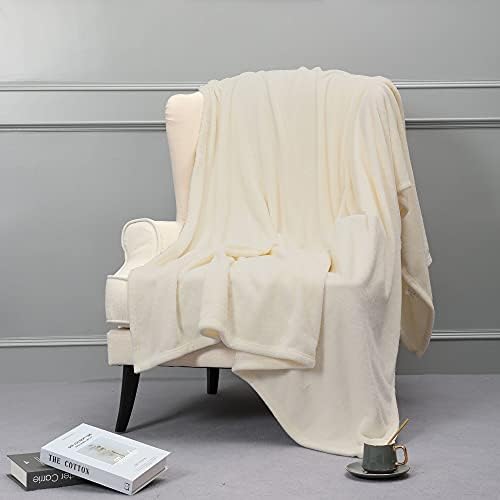 NANPIPER Fleece Blankets, Super Soft Flannel Fuzzy Blanket for Bed Couch, Luxury Cozy Plush Microfiber Blanket-Twin Size,Ivory White - Image 4