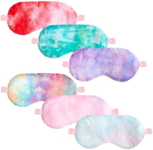 Cuffbow 6 Pack Fuzzy Sleep Masks Plush Eye Mask,Tie Dye,Colorful by Cuffbow